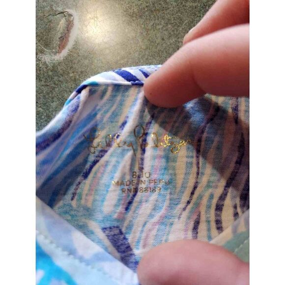 Lilly Pulitzer girls Opal Bermuda blue fishful thinking  top sz L (7-8) - Picture 3 of 4